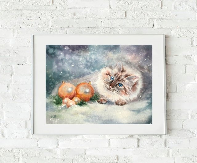 猫の絵オリジナル水彩家の装飾 - ショップ ArtLolitaRos