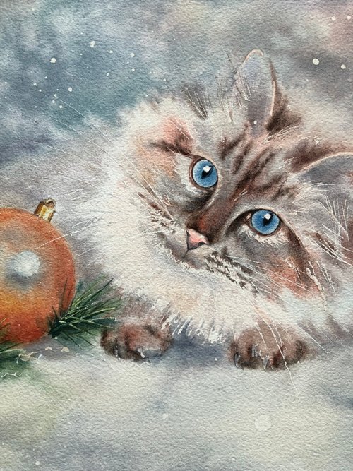 猫の絵オリジナル水彩家の装飾 - ショップ ArtLolitaRos