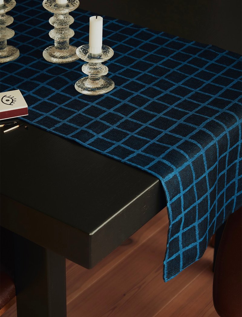 北歐設計–格子桌旗,黑藍格 RUTIG  TABLE RUNNER,BLUE/BLACK - 餐桌布/桌巾/餐墊 - 亞麻 藍色