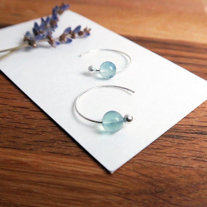 Blue Fluorite Crescent Earrings (Large) - 925 Sterling Silver Natural Stone Ear Pins - Earrings & Clip-ons - Sterling Silver Blue