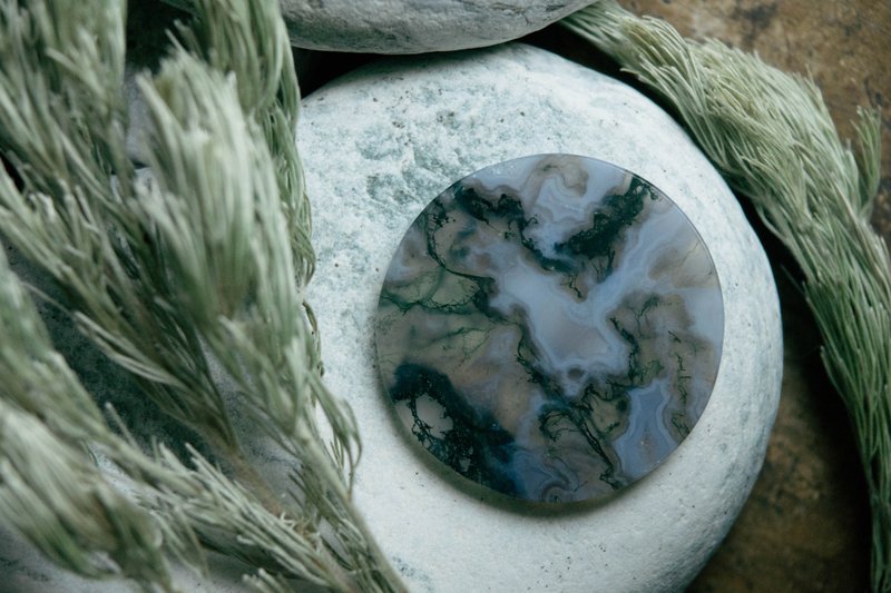 LICHEN 礦石系列-苔蘚瑪瑙 Moss Agate - 裝飾/擺設  - 玉石 綠色