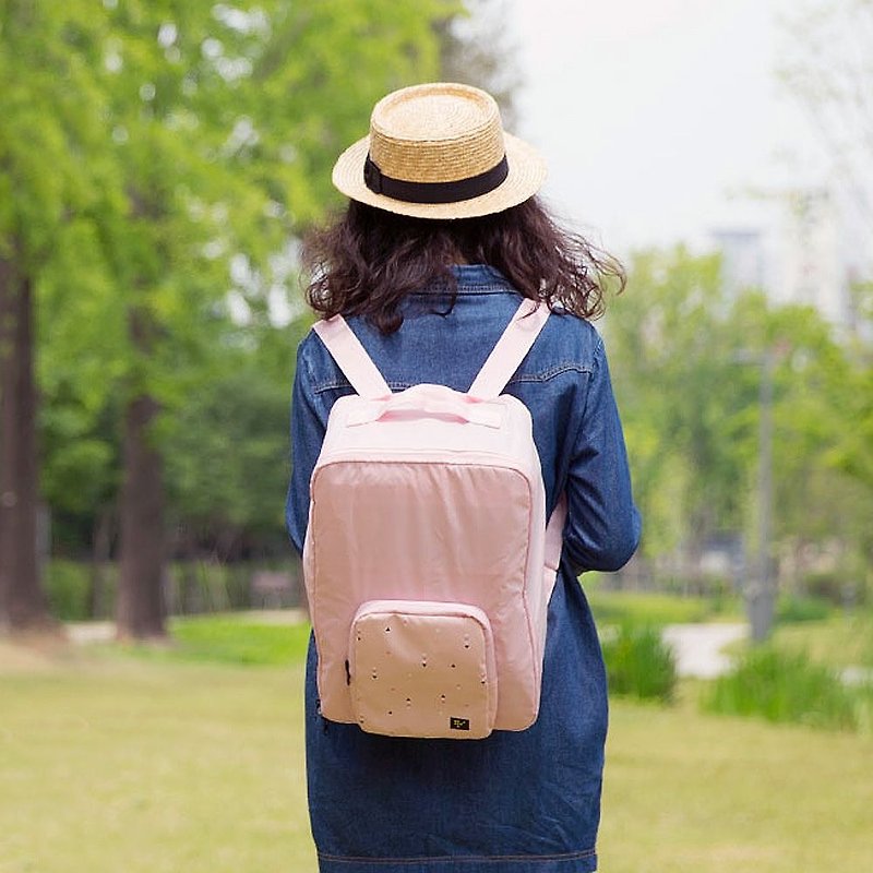 Seasonal Sale-Arrow Hill Travel Storage Folding Backpack-Happy Pink, ATS95889 - กระเป๋าแมสเซนเจอร์ - ไนลอน สึชมพู