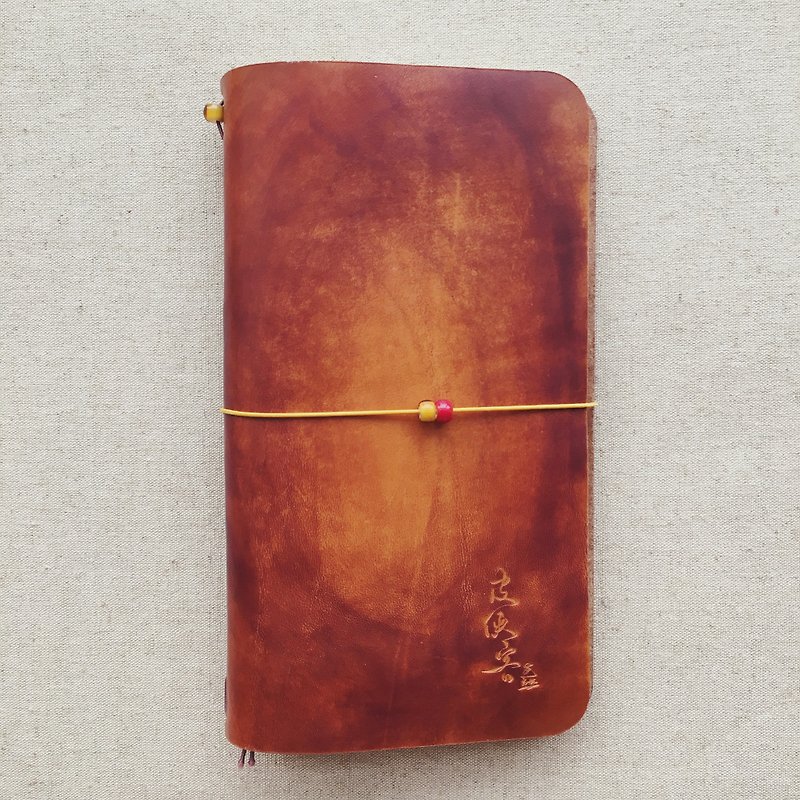 旅行筆記本 TN 標準本 義大利植鞣革 純手工黃棕色皮具設計客製化 - 筆記本/手帳 - 真皮 