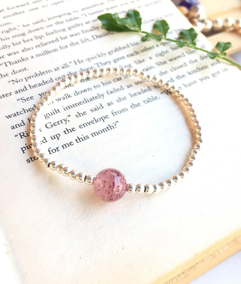 Ops Strawberry Crystal simple silver bracelet gift - Bracelets - Other Metals Pink