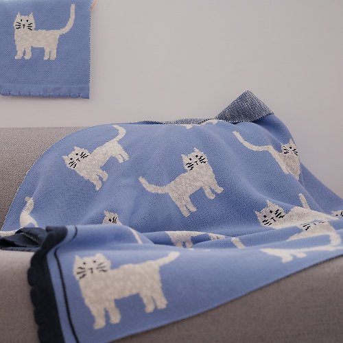 Sliving 柔軟親膚全棉貓咪毛毯 兒童成人都可用蓋毯 沙發毯 冬日居家商品