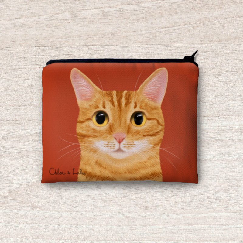 Classic Wangmiao Coin Purse-Orange Cat - กระเป๋าใส่เหรียญ - เส้นใยสังเคราะห์ สีแดง