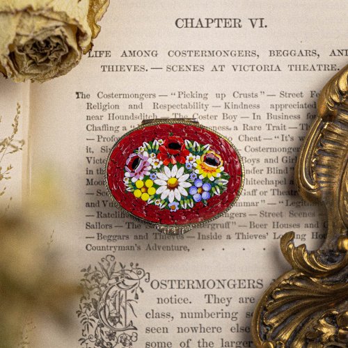 イタリア製 マイクロモザイク コンパクトミラー 小物入れに アンティーク □マイクロモザイク | アンティークジュエリー bluette antique