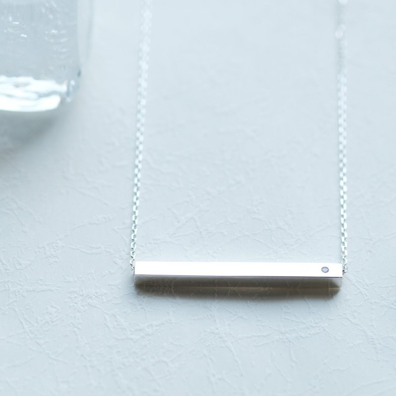 Minimal Stick Necklace Silver 925 - สร้อยคอ - โลหะ สีเงิน