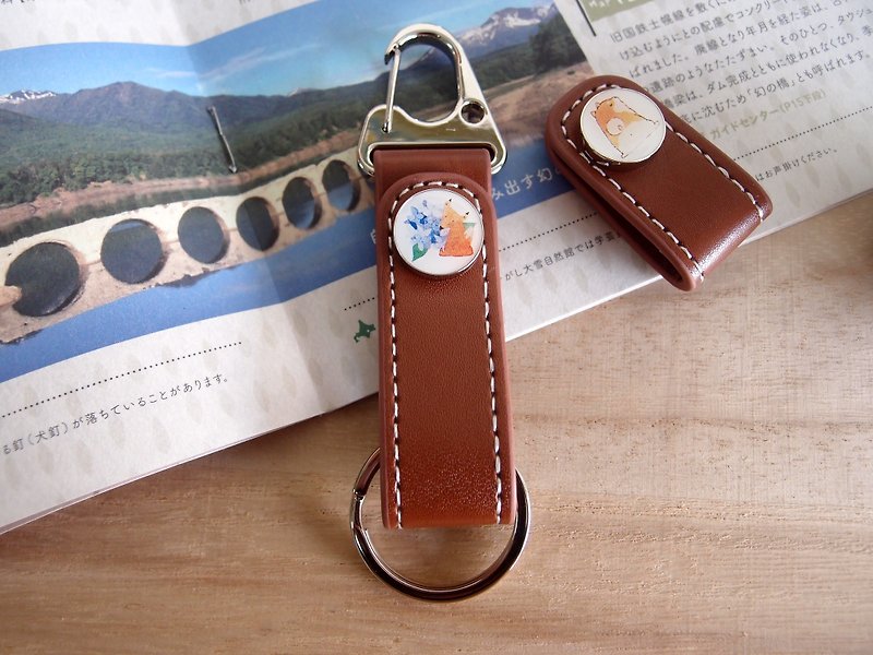 Little fox leather key ring - ที่ห้อยกุญแจ - หนังเทียม สีนำ้ตาล