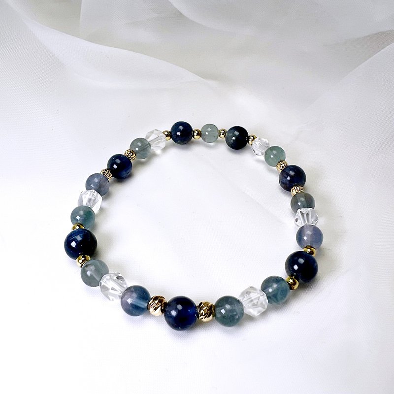azure. Bracelet Balance Healing Creation I Stone Blue Stone Diamond Cut White Crystal I - สร้อยข้อมือ - คริสตัล สีม่วง