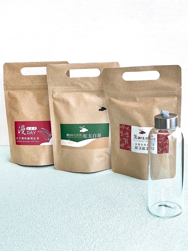 3 types of Sun Moon Lake black tea for 3 family orders plus free cold water glass bottle - Tea - Other Materials 