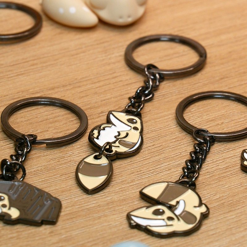 Cute Gecko Soft Enamel Keychain Badge Set - Beige (5pcs) - Badges & Pins - Other Metals Khaki