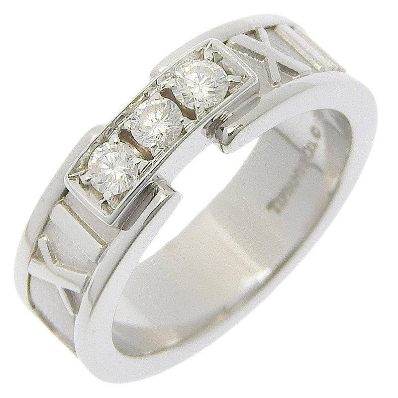 【日本直送】ティファニー TIFFANY&Co. アトラス 7.5号 リング・指輪 3Pダイヤ K18WG × ダイヤモンド 約6.9g レディース【中古】 - 戒指 - 貴金屬 銀色