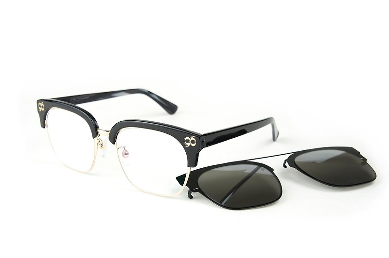 BEING 平光+前掛式太陽眼鏡- 黑色(曜黑內斂) / 在家也可試戴,歡迎預約 - 眼鏡/眼鏡框 - 其他材質 黑色