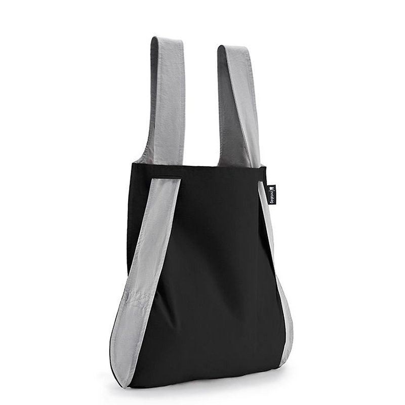Notabag - Grey/Black - กระเป๋าเป้สะพายหลัง - ผ้าฝ้าย/ผ้าลินิน สีดำ
