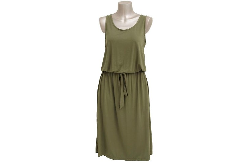 大人のノースリーブブラウジングワンピース　＜カーキ＞ - 連身裙 - 其他材質 綠色