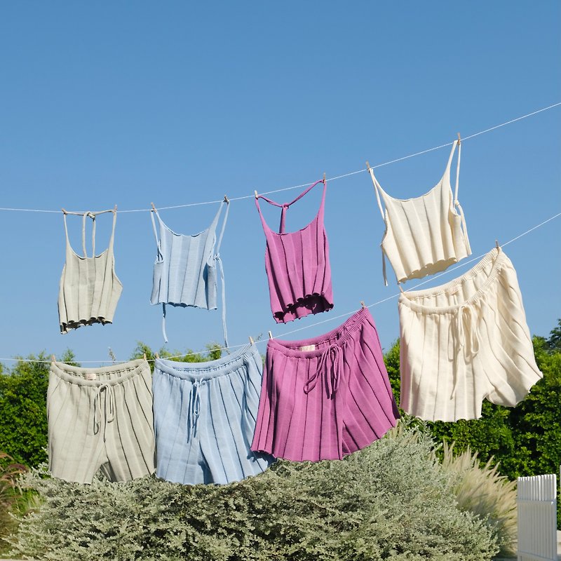 Little Miss Sunshine knitwear • handmade knit top shorts halter top straps - เสื้อผู้หญิง - ผ้าฝ้าย/ผ้าลินิน หลากหลายสี