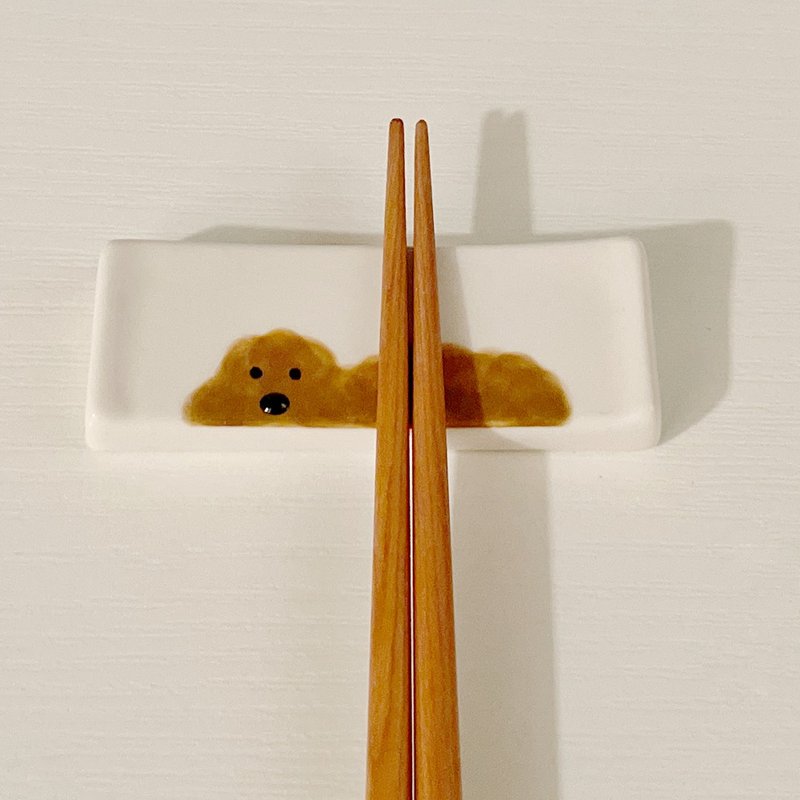 Hand-Painted Chopstick Holder (1EA) - 刀叉/湯匙/餐具組 - 陶 咖啡色