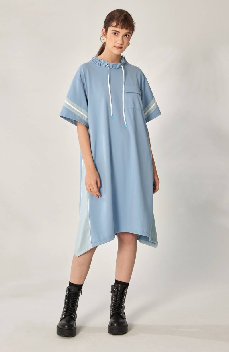長款T-shirt_藍 (21S1TP01) - 洋裝/連身裙 - 尼龍 