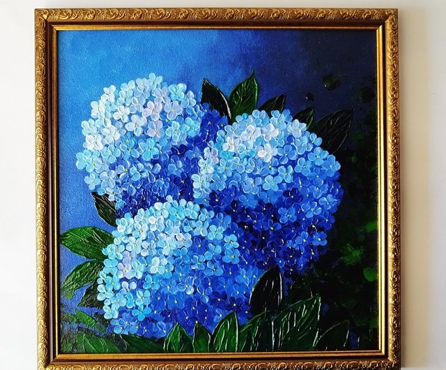 10%OFF青木今陽 絵画 油絵 肉筆油絵 雨の華 紫陽花 送料無料 抽象画