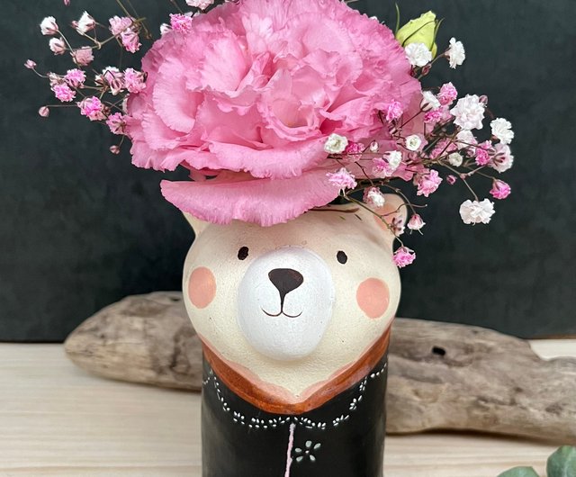 A Lu かわいいクマの陶器/飾り/ペン立て/ギフト ハンドメイド 手描き