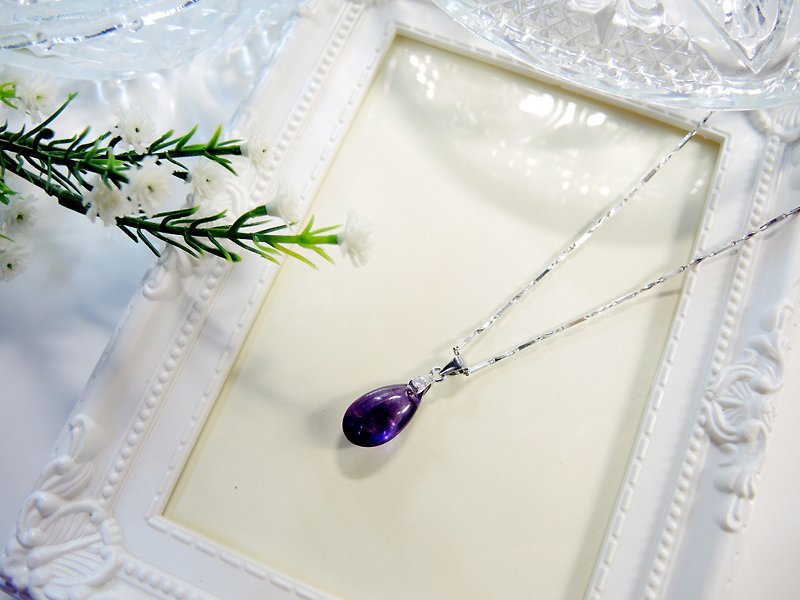 Precious Precious - Elegant Introvert Classic Drop Amethyst Necklace Pendant - สร้อยคอ - เครื่องเพชรพลอย สีม่วง