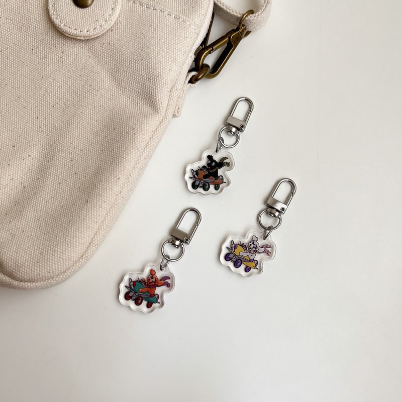 【汪星人系列 - 貴賓飛行員】鑰匙圈 吊飾 Key Chain - 鑰匙圈/鑰匙包 - 壓克力 多色