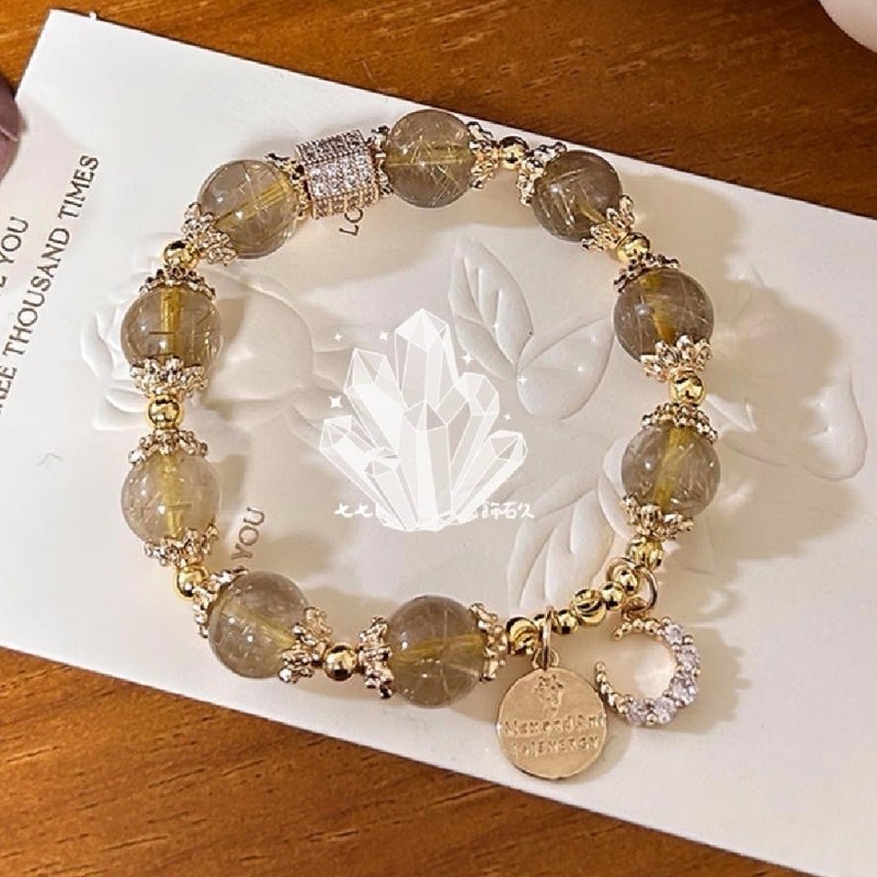 Moon Blonde Crystal Bracelet - สร้อยข้อมือ - เครื่องเพชรพลอย สีทอง