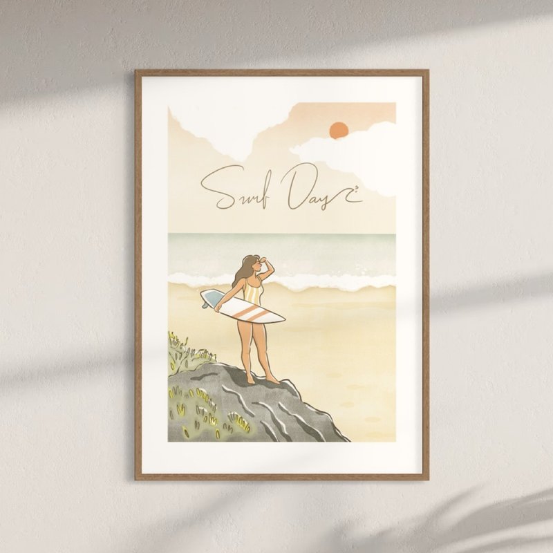 Surf Day 印刷畫作 牆壁裝飾 - 海報/掛畫/掛布 - 紙 白色