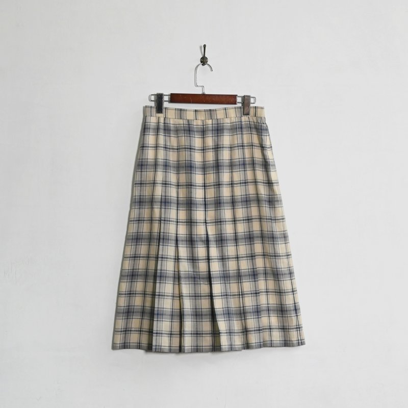 [Egg Plant Vintage] DAKS Plaid High Waist Print Vintage Dress - กระโปรง - ไฟเบอร์อื่นๆ 