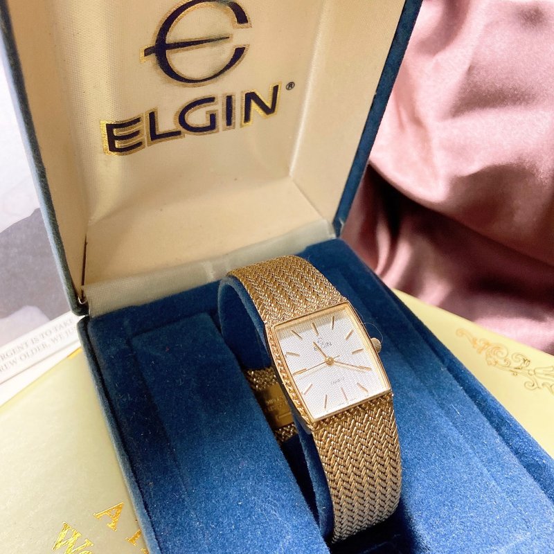 [Western Antique Jewelry] 1960 ELGIN Adjustable Quartz Normal Operation Watch with Original Box - นาฬิกาผู้หญิง - เครื่องประดับ สีทอง