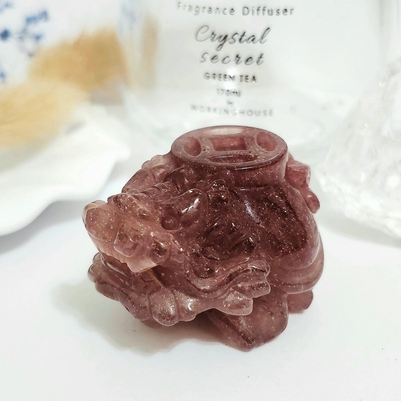 草莓晶背錢幣龍龜/得人緣之水晶 - 擺飾/家飾品 - 水晶 紅色