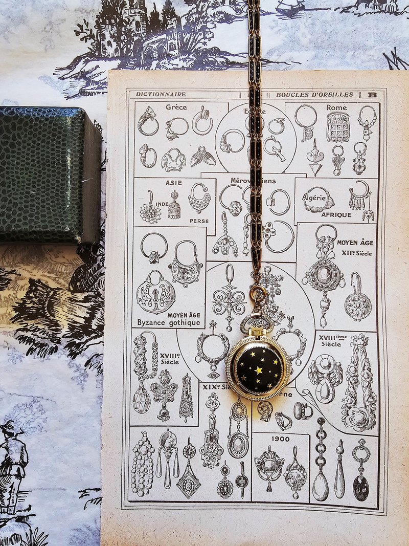 Vintage Endura Pendant Watch necklace 【Reserved】 - นาฬิกาผู้หญิง - วัตถุเคลือบ สีดำ