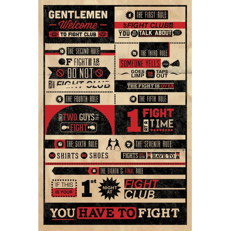 Fight Club (club rules) import poster - Posters - Other Materials Multicolor