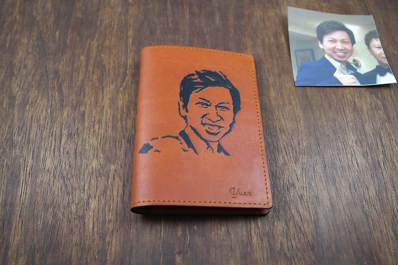 APEE leather handmade ~ extension image passport holder ~ light tea - ที่เก็บพาสปอร์ต - หนังแท้ สีนำ้ตาล