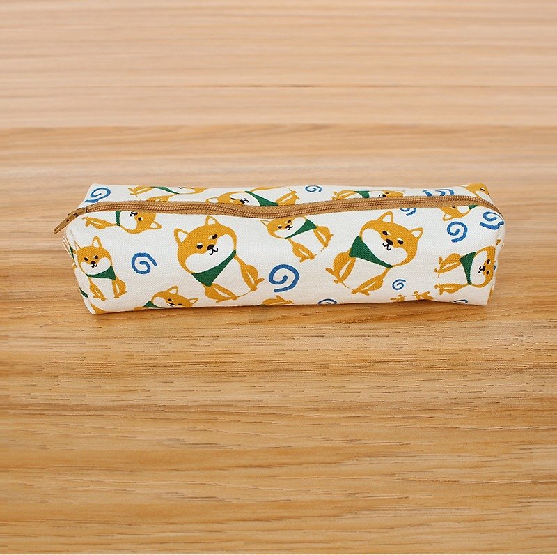 Chai dog - white pen bag / pencil case storage bag - กล่องดินสอ/ถุงดินสอ - ผ้าฝ้าย/ผ้าลินิน 