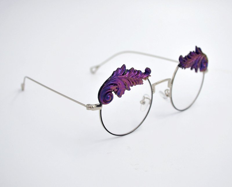 Silver carved flat glasses can be customized myopia and hyperopia lenses - กรอบแว่นตา - โลหะ สีเงิน