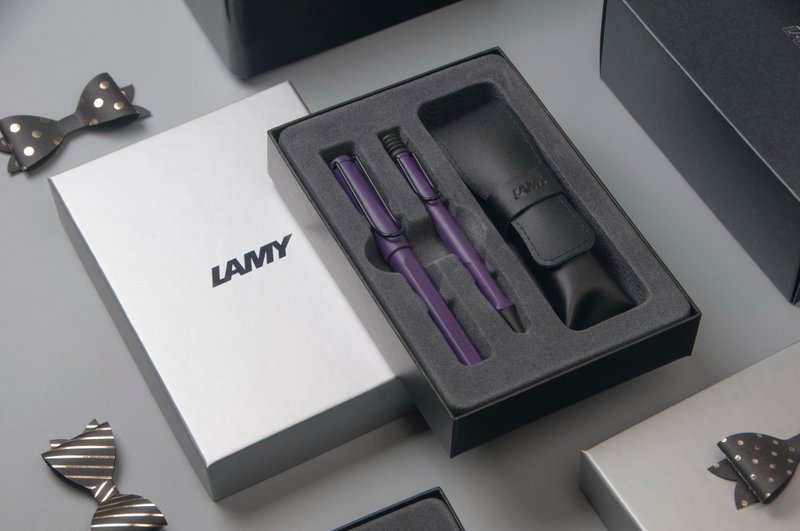 LAMY 雙入筆套禮盒  (鋼珠筆+原子筆) / safari  系列-紫丁香 - 鋼珠筆 - 塑膠 紫色