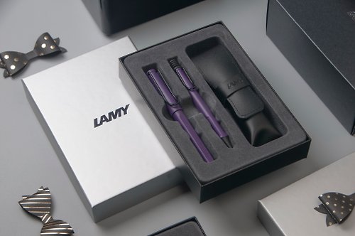LAMY TAIWAN 官方旗艦館 LAMY 雙入筆套禮盒 (鋼珠筆+原子筆) / safari 系列-紫丁香