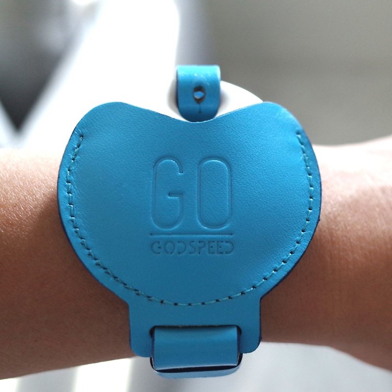 GOstrap-sky blue-GOGORO key leather bracelet - Keychains - Genuine Leather Blue