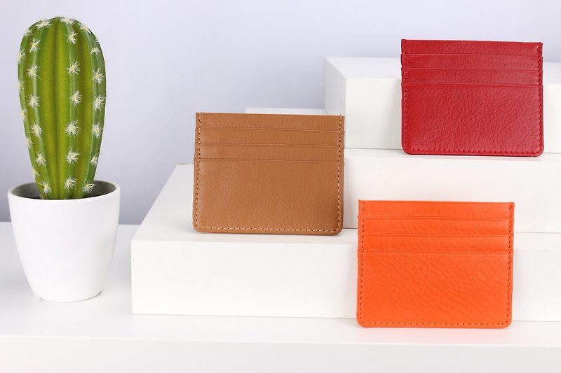 C006 Card Case Wallet - Orange- Genuine leather - Wallets - Genuine Leather Orange