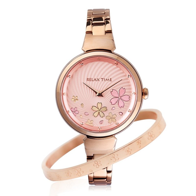RELAX TIME Sakura Series Rose X Pink (RT-66-2) - นาฬิกาผู้หญิง - สแตนเลส สึชมพู