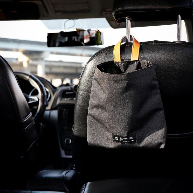 Genuine leather car garbage storage bag/car garbage bag/hangable/with nylon inner bag/DG105 - Trash Cans - Genuine Leather Brown