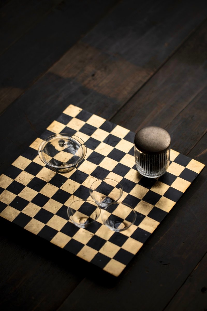 金銀箔黑礪片皿 正方形 - 茶壺/茶杯/茶具 - 木頭 