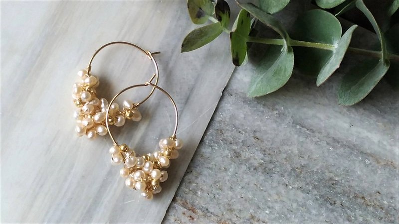 Water Drop Natural Pearl 14K Gold Earrings - Earrings & Clip-ons - Gemstone Pink