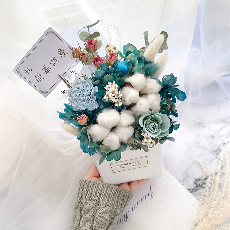 WANYI Large Garden Cotton Potted Flower Dry Flower Christmas Gift Wedding Small Things Gift Graduation Gift - ตกแต่งต้นไม้ - พืช/ดอกไม้ สีเขียว