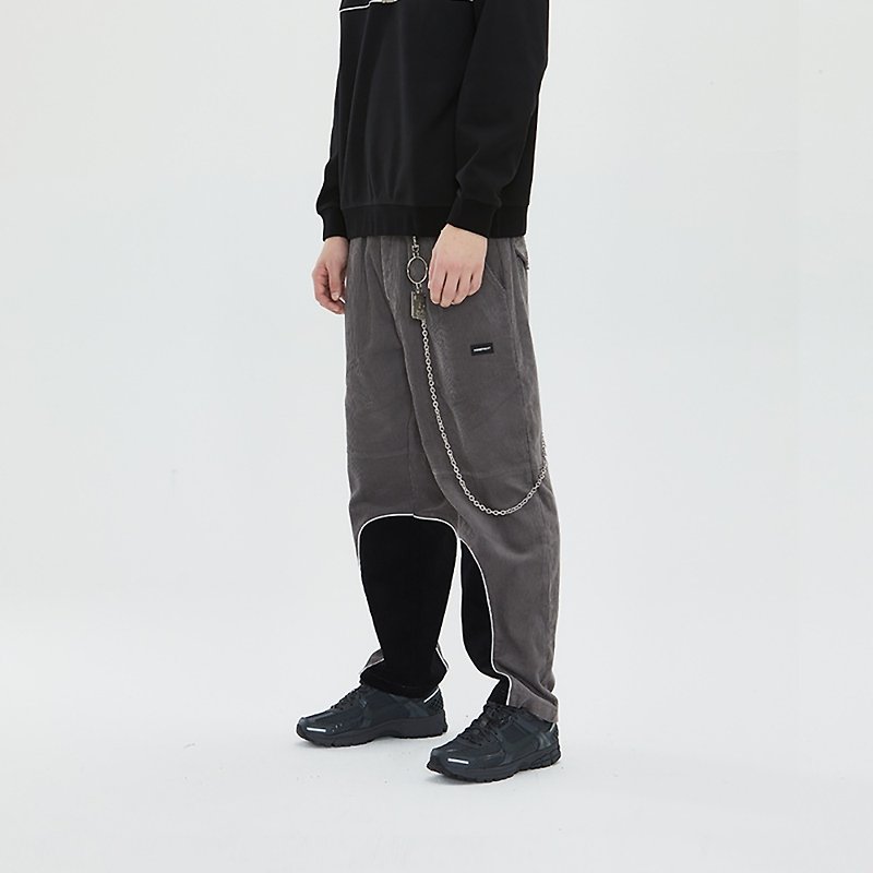 SIDEEFFECT AW19 TROUSERS loose stitching gray retro corduroy trousers casual pants - Men's Pants - Cotton & Hemp Gray