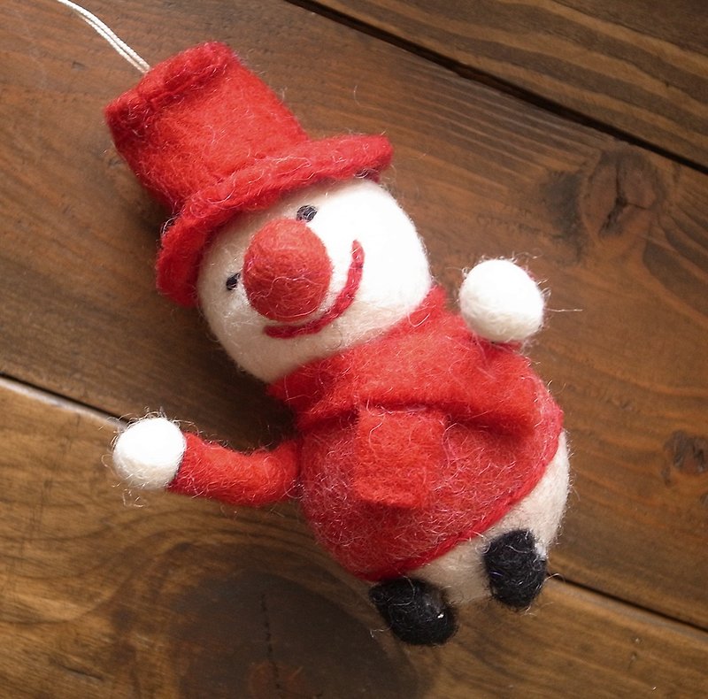 聖誕節 羊毛氈 手工 聖誕樹 掛飾 雪人 - 其他 - 羊毛 紅色