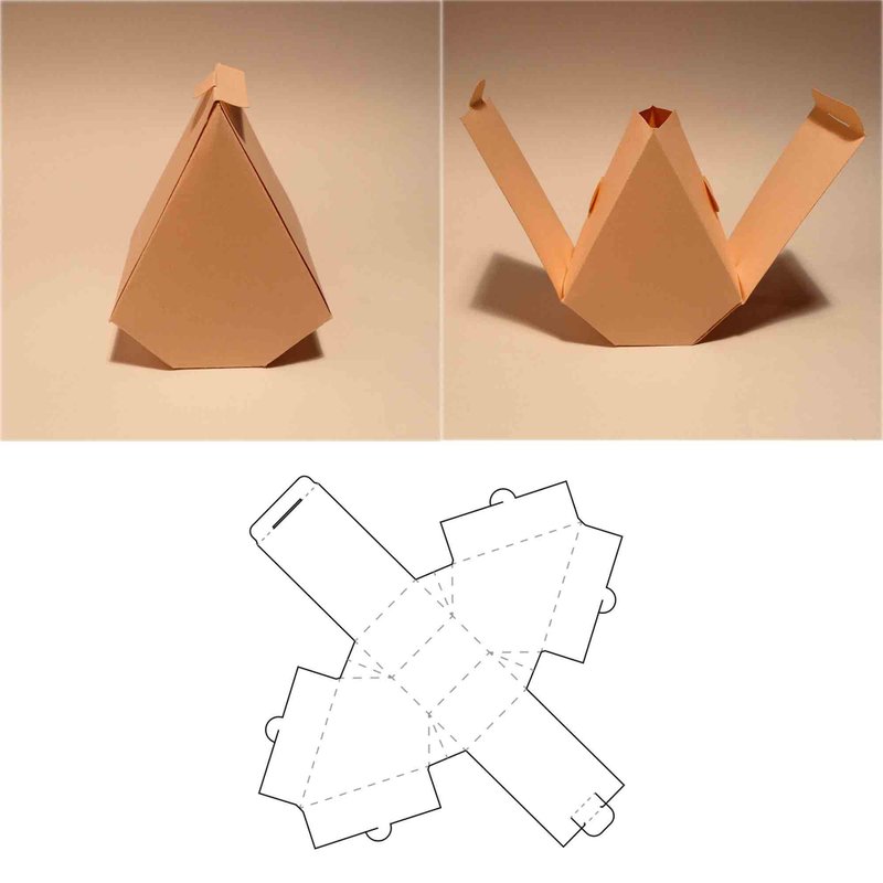 Cone box template, flower box, pyramid box, sandwich box, gift box, 8.5x11, A4 - 圖文模板設計 - 其他材質 