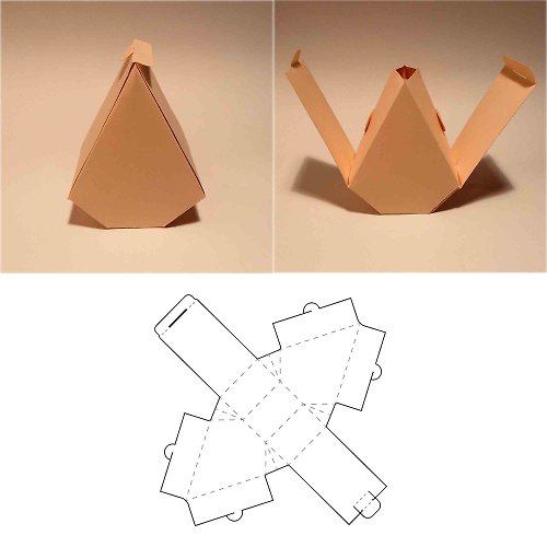 JustGreatPrintables Cone box template, flower box, pyramid box, sandwich box, gift box, 8.5x11, A4